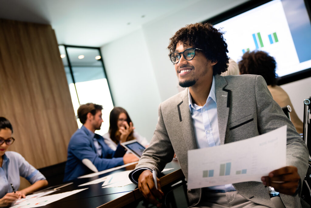 A young professional at his marketing internship